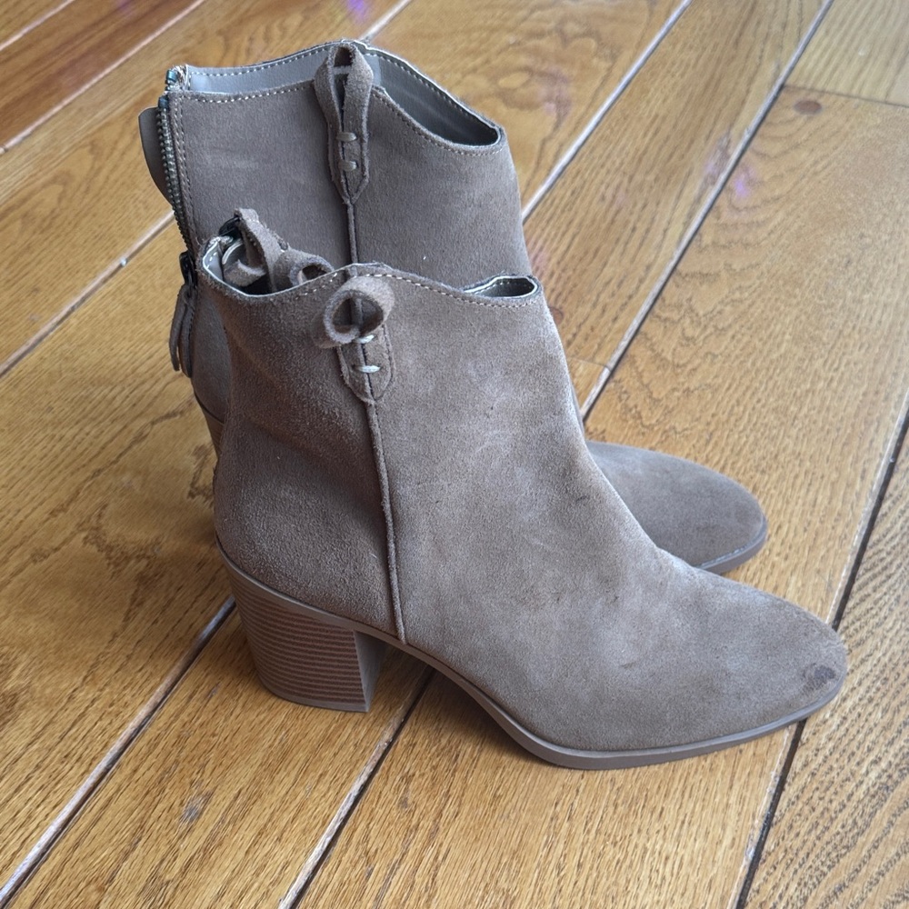MIA Taupe Suede Ankle Booties